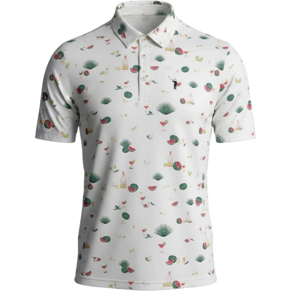 William Murray Golf Polo Shirt Mens XXL Tropical Drink Print Stretch Performance